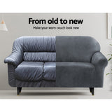 Artiss Sofa Cover Couch Covers 2 Seater Velvet Grey