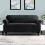 Artiss Sofa Cover Couch Covers 3 Seater Velvet Black