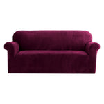 Artiss Sofa Cover Couch Covers 3 Seater Velvet Ruby Red