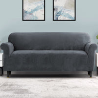 Artiss Sofa Cover Couch Covers 4 Seater Velvet Grey