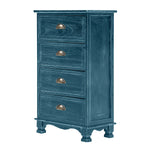 Bedside Table 4 Drawer Vintage Side Table Storage Cabinet Bedroom ADELINE BLUE