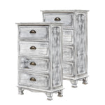 Bedside Table 4 Drawer Vintage Side Table Storage Cabinet Bedroom ADELINE GREY