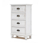 Bedside Table 4 Drawer Vintage Side Table Storage Cabinet Bedroom ADELINE WHITE