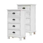 Bedside Table 4 Drawer Vintage Side Table Storage Cabinet Bedroom ADELINE WHITE