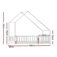 Artiss Bed Frame Wooden Kids House Single Frame White PAVO