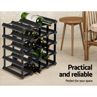 Artiss 20 Bottle Timber Wine Rack Wooden Storage Wall Racks Holders Cellar Black