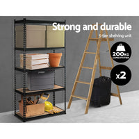 Giantz 2x1.8M Garage Shelving Warehouse Rack Pallet Racking Storage Shelve Black