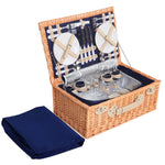 Alfresco 4 Person Picnic Basket Baskets Blue Deluxe Outdoor Corporate Blanket Park