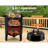 Grillz 3in1 Charcoal BBQ Grill Smoker Portable Outdoor Roaster Steel Camping