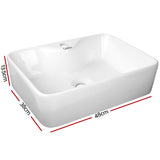 Cefito Bathroom Basin Ceramic Basins Sink Vanity Bowl Above Counter Rectangle White