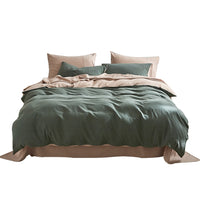 Cosy Club Quilt Set King Bed Duvet Comforter Cover Pillow Case Green Beige New - Catching Deals