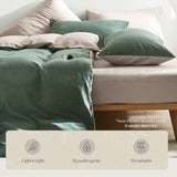 Cosy Club Quilt Set Queen Bed Duvet Comforter Cover Pillow Case Green Beige New - Catching Deals