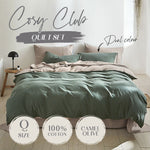 Cosy Club Quilt Set Queen Bed Duvet Comforter Cover Pillow Case Green Beige New - Catching Deals