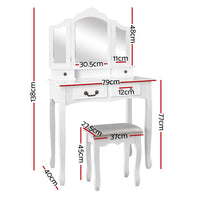 Makeup Table With Mirror Dressing Vanity Desk With Drawer Bedroom Furniture - White - Catching Deals