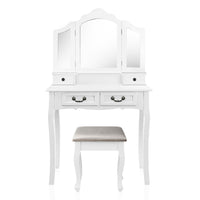 Makeup Table With Mirror Dressing Vanity Desk With Drawer Bedroom Furniture - White - Catching Deals