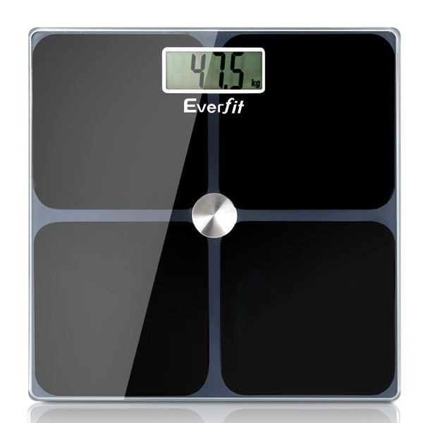 Everfit Bathroom Scales Digital Weighing Scale  Black 180KG Electronic Monitor Tracker