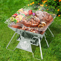 Grillz Camping Fire Pit BBQ 2-in-1 Grill Smoker Outdoor Portable Stainless Steel - Catching Deals