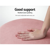 Round Velvet Foot Stool Ottoman Foot Rest Pouffe Padded Seat Pouf Bedroom Pink