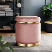 Round Velvet Foot Stool Ottoman Foot Rest Pouffe Padded Seat Pouf Bedroom Pink