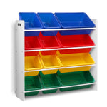 Keezi 12 Plastic Bins Kids Toy Organiser Box Bookshelf Storage Children Rack - Catching Deals