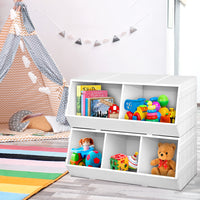 Keezi Kids Toy Box Stackable Bookshelf Storage Organiser Bookcase Shelf - Catching Deals