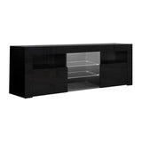 Artiss 145cm RGB LED TV Cabinet Entertainment Unit Stand Gloss Furniture Black - Catching Deals