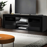 Artiss 145cm RGB LED TV Cabinet Entertainment Unit Stand Gloss Furniture Black - Catching Deals