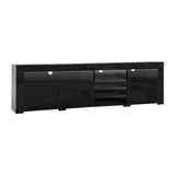 Artiss Entertainment Unit Stand TV Cabinet LED RGB 180cm Black High Glossy Bobi