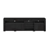 Artiss Entertainment Unit Stand TV Cabinet LED RGB 180cm Black High Glossy Bobi