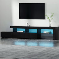 Artiss Entertainment Unit TV Cabinet LED RGB 215cm Black 3 Storage Drawers Caya