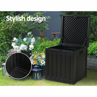 80L Outdoor Storage Box Waterproof Container Indoor Garden Toy Tool Shed Black