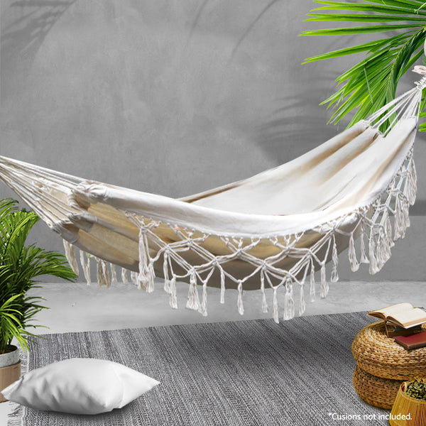 Camping Hammock Swing Bed Indoor Rope Tassel Outdoor Hammocks Chair Garden Patio