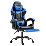 Artiss Gaming Office Chair Executive Computer Leather Chairs Footrest Blue