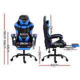 Artiss Gaming Office Chair Executive Computer Leather Chairs Footrest Blue