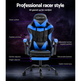 Artiss Gaming Office Chair Executive Computer Leather Chairs Footrest Blue