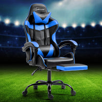 Artiss Gaming Office Chair Executive Computer Leather Chairs Footrest Blue