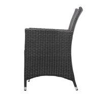 3PC Outdoor Bistro Set Patio Garden Furniture Wicker Chairs Table Cushion Black