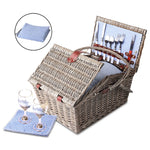 Alfresco Deluxe 4 Person Picnic Basket Baskets Outdoor Insulated Blanket