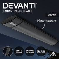 3200W Devanti Electric Infrared Radiant Strip Heater Panel Indoor Outdoor Patio