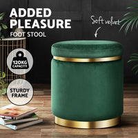 Ottoman Round Velvet Foot Stool Foot Rest Pouffe Padded Seat Pouf Home Decor