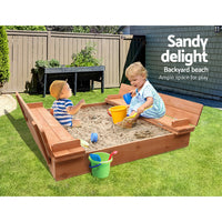 Keezi Kids Sandpit Wooden Sandbox Sand Pit Toys Beach Children Outdoor Square