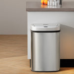 Devanti Sensor Bin Motion Rubbish Stainless Trash Can Automatic Touch Free Bins