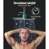 WELS 9'' Rain Shower Head Taps Round Handheld High Pressure Wall Black