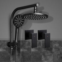 WELS 9'' Rain Shower Head Taps Round Handheld High Pressure Wall Black