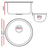 Cefito Stone Kitchen Sink Round 430MM Granite Under/Topmount Basin Bowl Laundry White