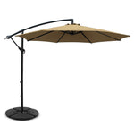 Instahut 3M Umbrella with 48x48cm Base Outdoor Umbrellas Cantilever Sun Beach Garden Patio Beige