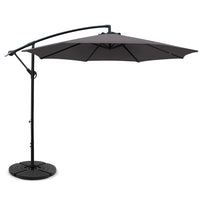 Instahut 3M Umbrella with 48x48cm Base Outdoor Umbrellas Cantilever Sun Beach Garden Patio Charcoal