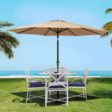 Instahut Outdoor Umbrella 3m Base Beach Pole Garden Tilt Sun Patio UV Beige