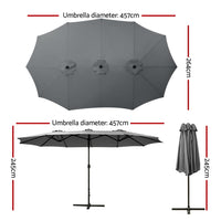 Instahut Outdoor Umbrella Twin Umbrellas Beach Stand Garden Base Sun Patio 4.57m