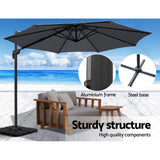 Instahut Outdoor Umbrella 3m Base Cantilever Beach Stand Sun Roma Charcoal 50cm